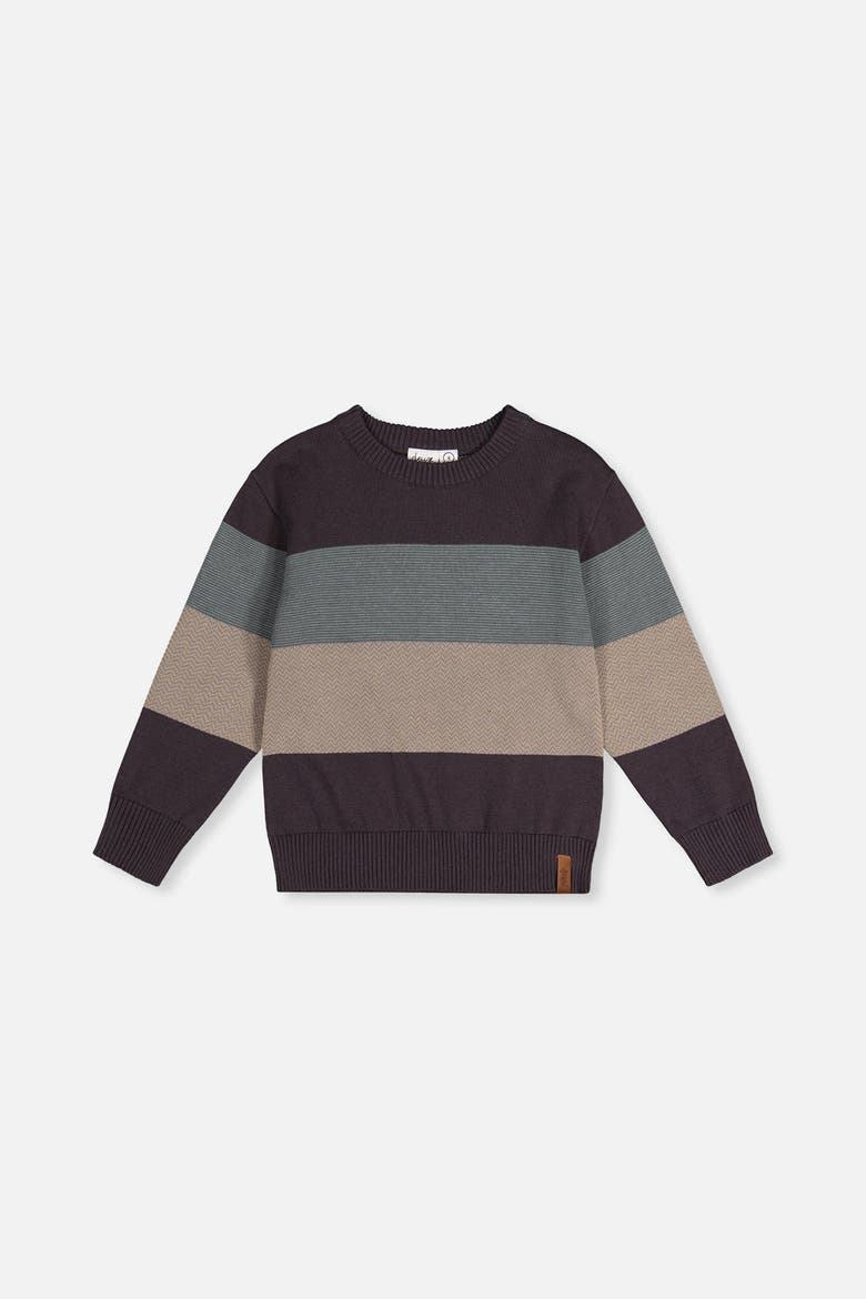 Colorblock Knit Ribbed Cuffs Crew Neck Sweater, Main, color, Black and Beige