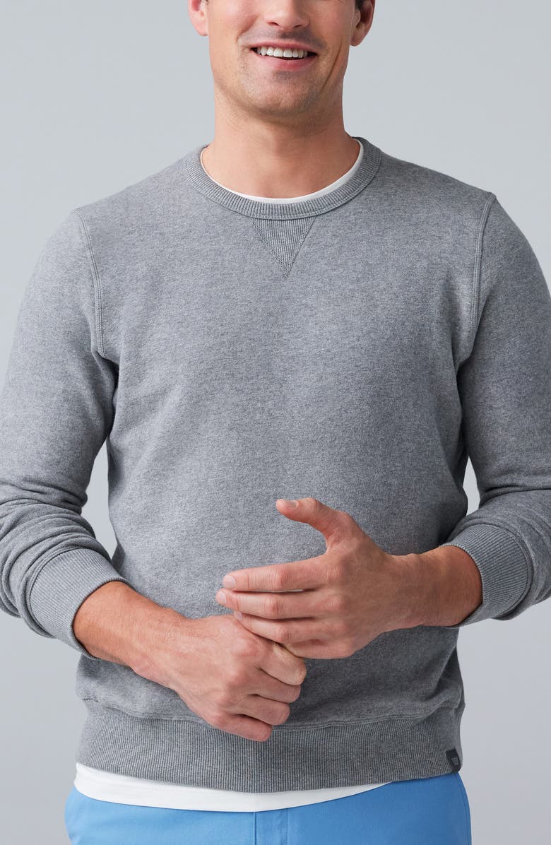 Mack Weldon Ace Cotton Blend French Terry Crewneck Sweatshirt, Main, color, Grey Heather