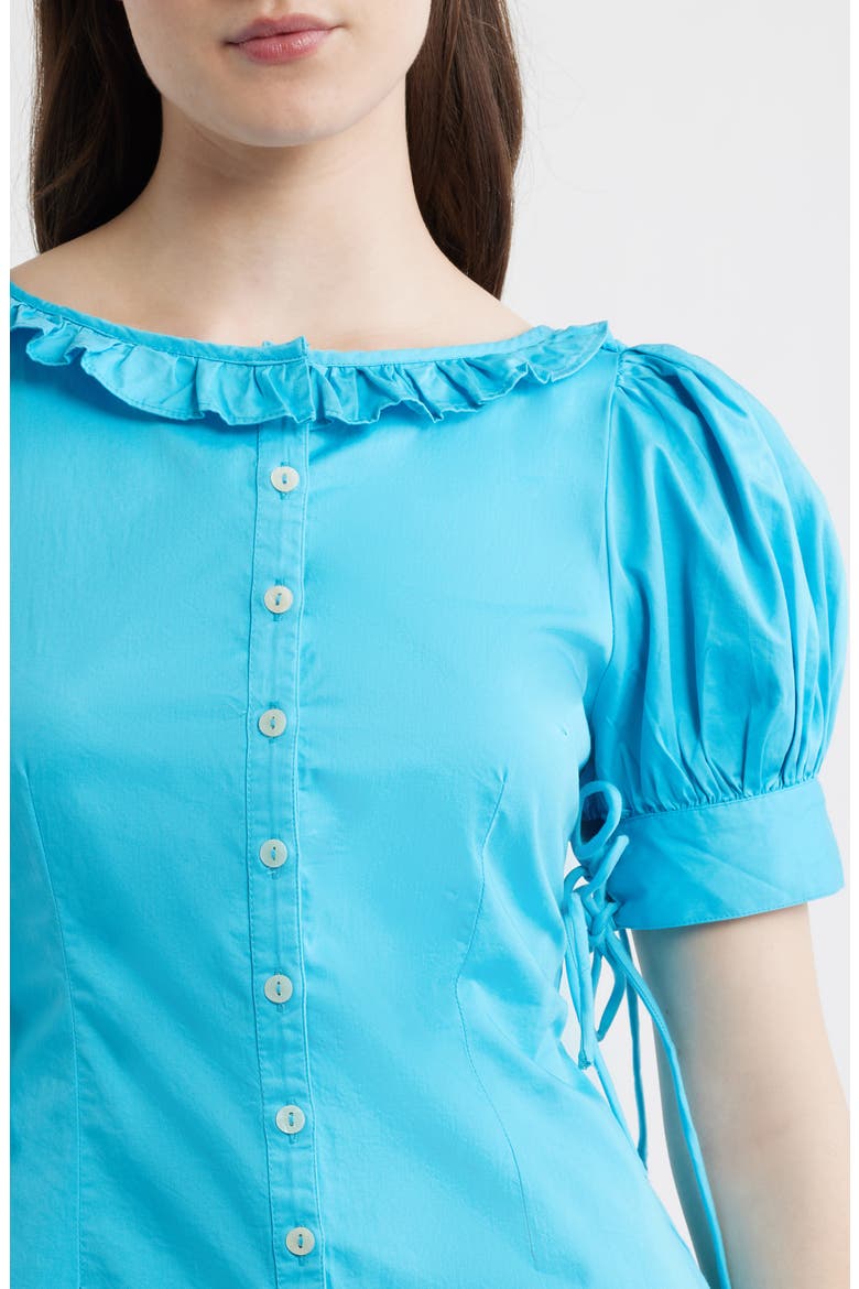 Anke Organic Cotton Button-Up Shirt, Alternate, color, BLUE