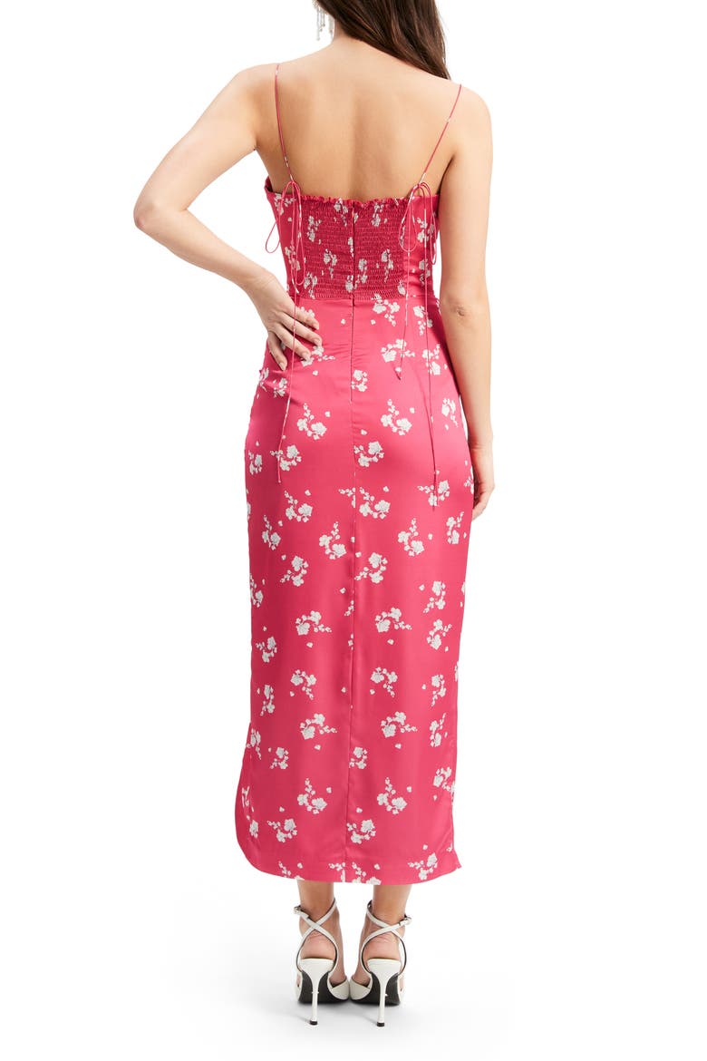Amika Floral Print Satin Midi Dress, Alternate, color, HOT PINK FLORAL