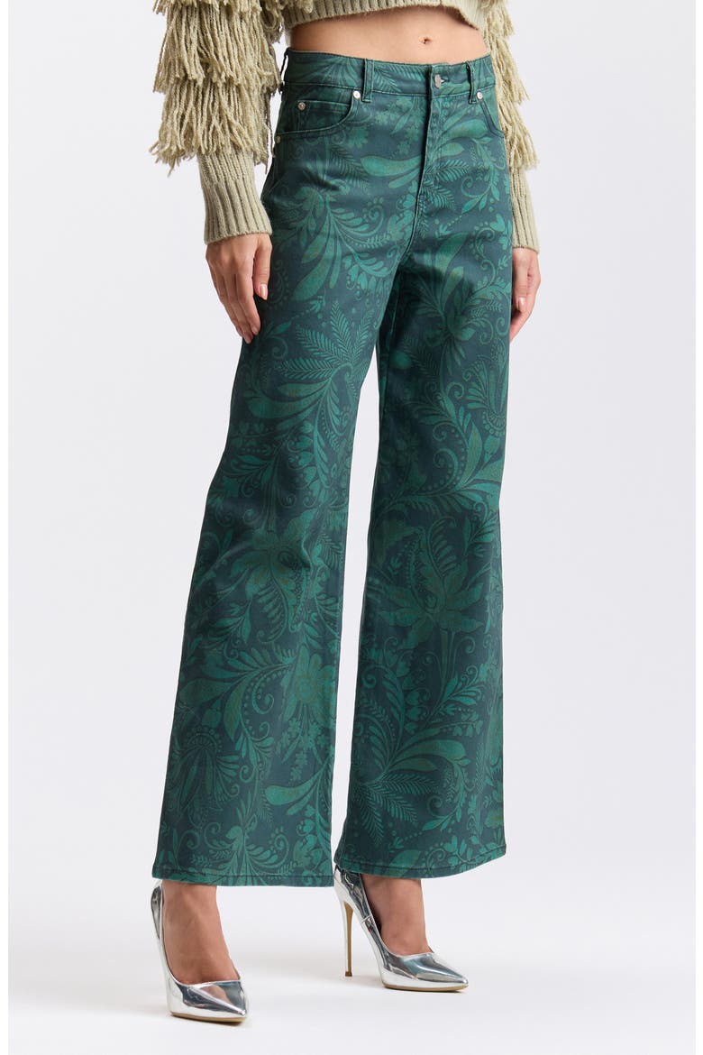 Paisley Print Wide Leg Jeans, Alternate, color, TEAL MIDNIGHT PAISLEY