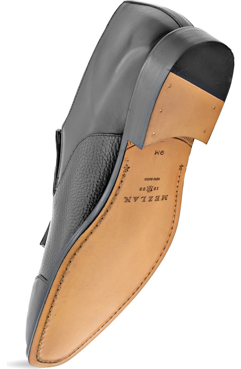 Mezlan Tassel Ornament Leather Loafer, Alternate, color, Black