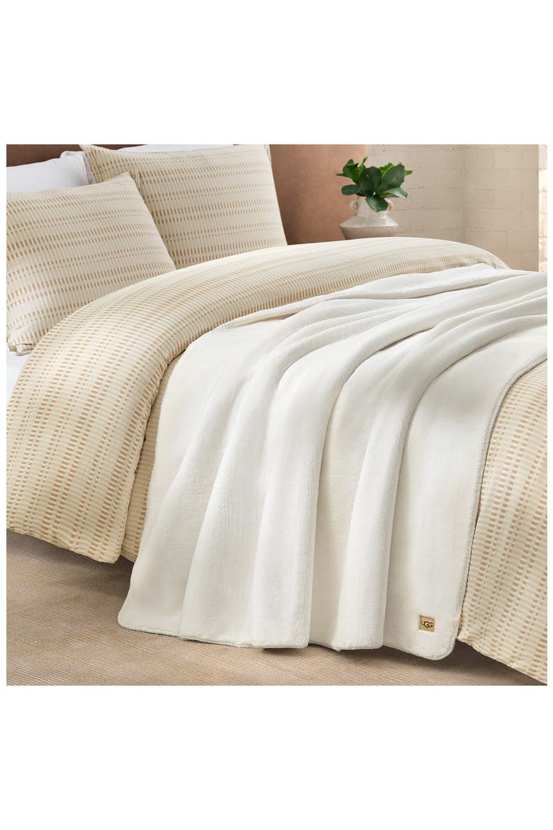 Sage Plush Throw Blanket, Alternate, color, SNOW