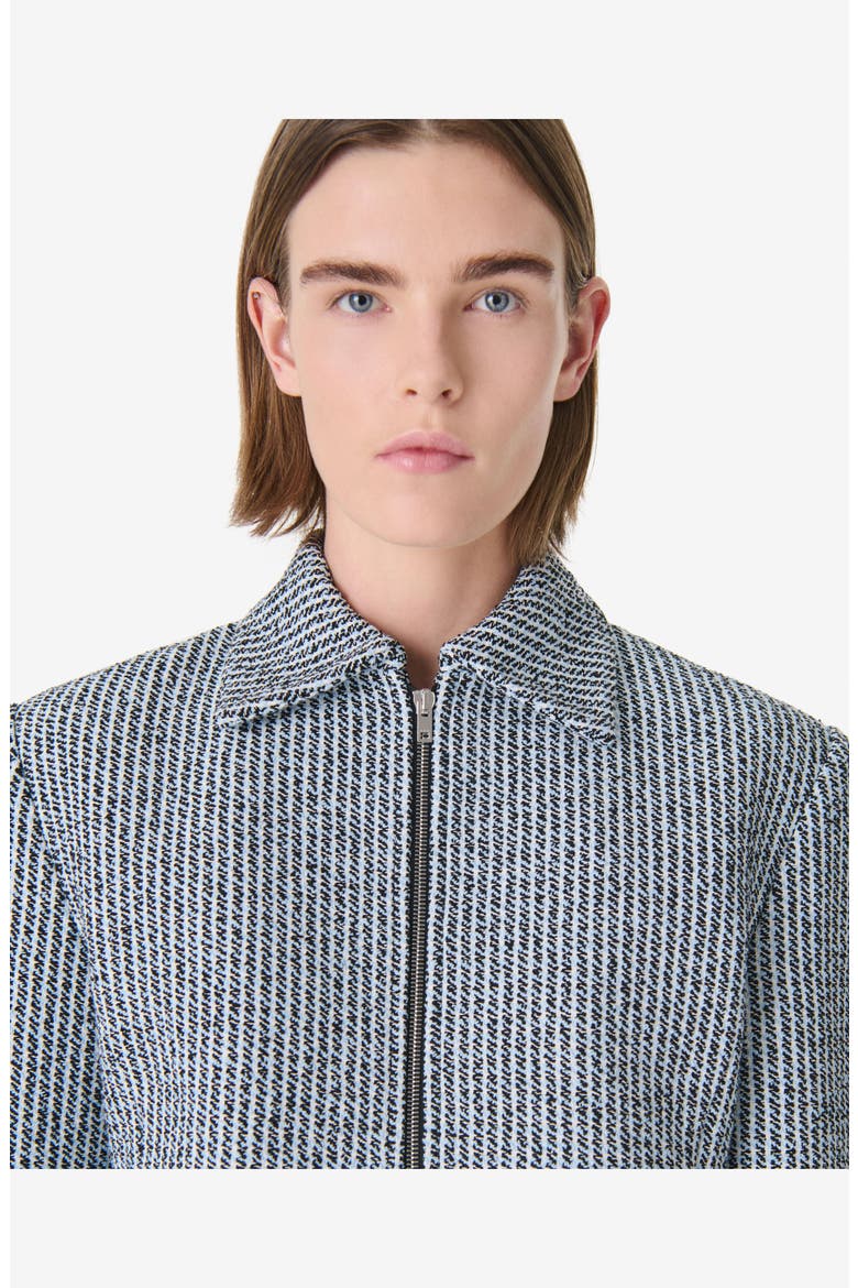 Paige Cropped Zip Jacket, Alternate, color, SKY BLUE / BLACK / WHITE