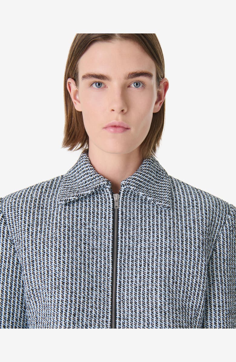 IRO Paige Cropped Zip Jacket, Alternate, color, Sky Blue / Black / White