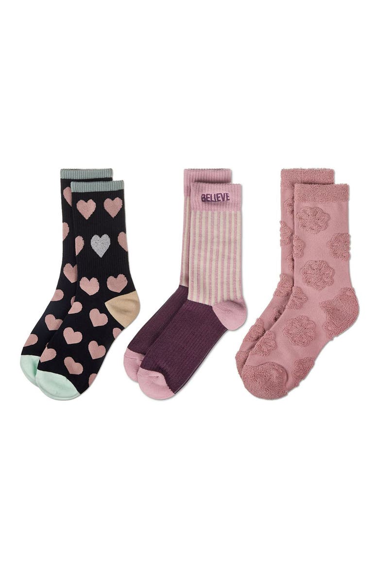 Assorted 3-Pack Crew Socks, Alternate, color, PINK