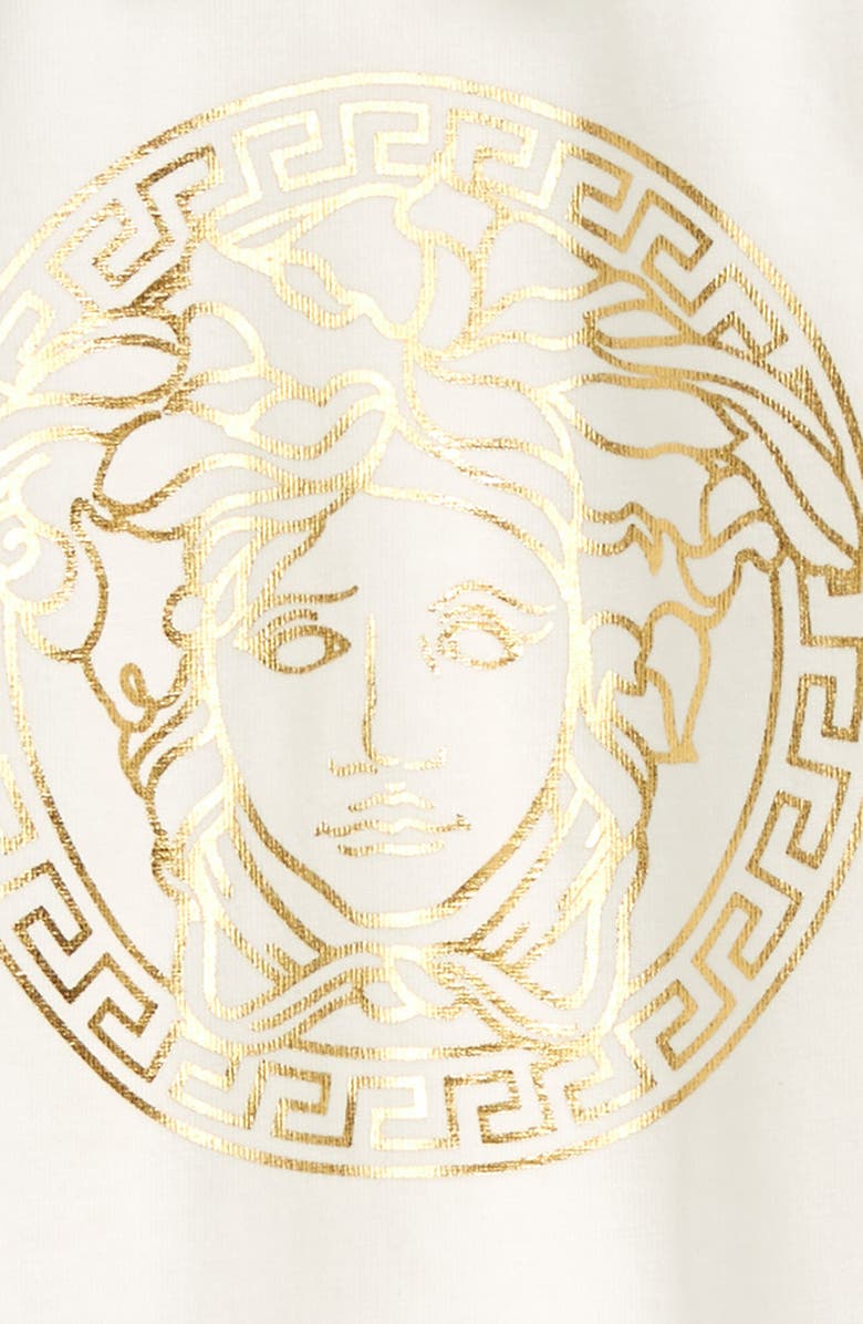 Versace Medusa Logo Stretch Cotton Footie, Alternate, color,