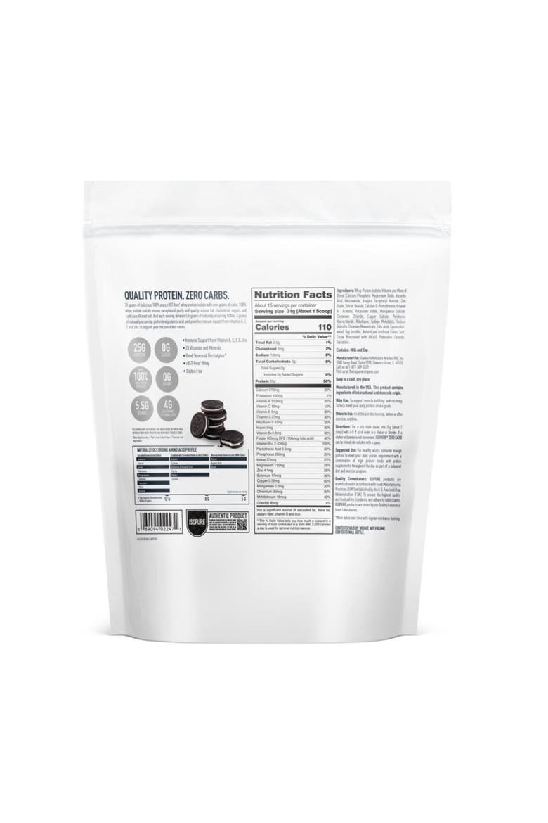 Zero Carb High Protein Whey Isolate Powder Cookies and Cream, Alternate, color, None