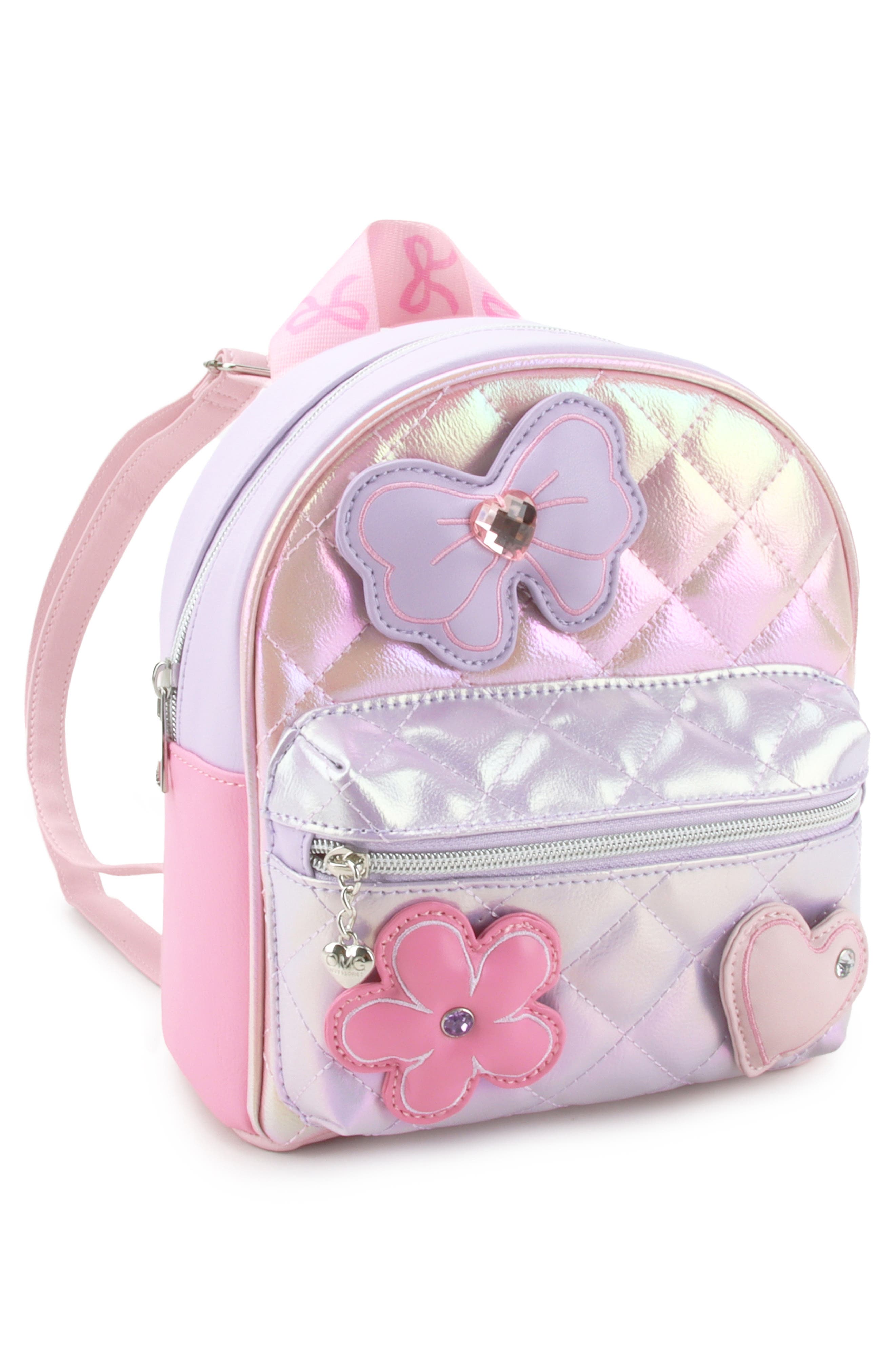 Bow Appliqué Quilted Mini Backpack, Alternate, color, MULTI COLORS