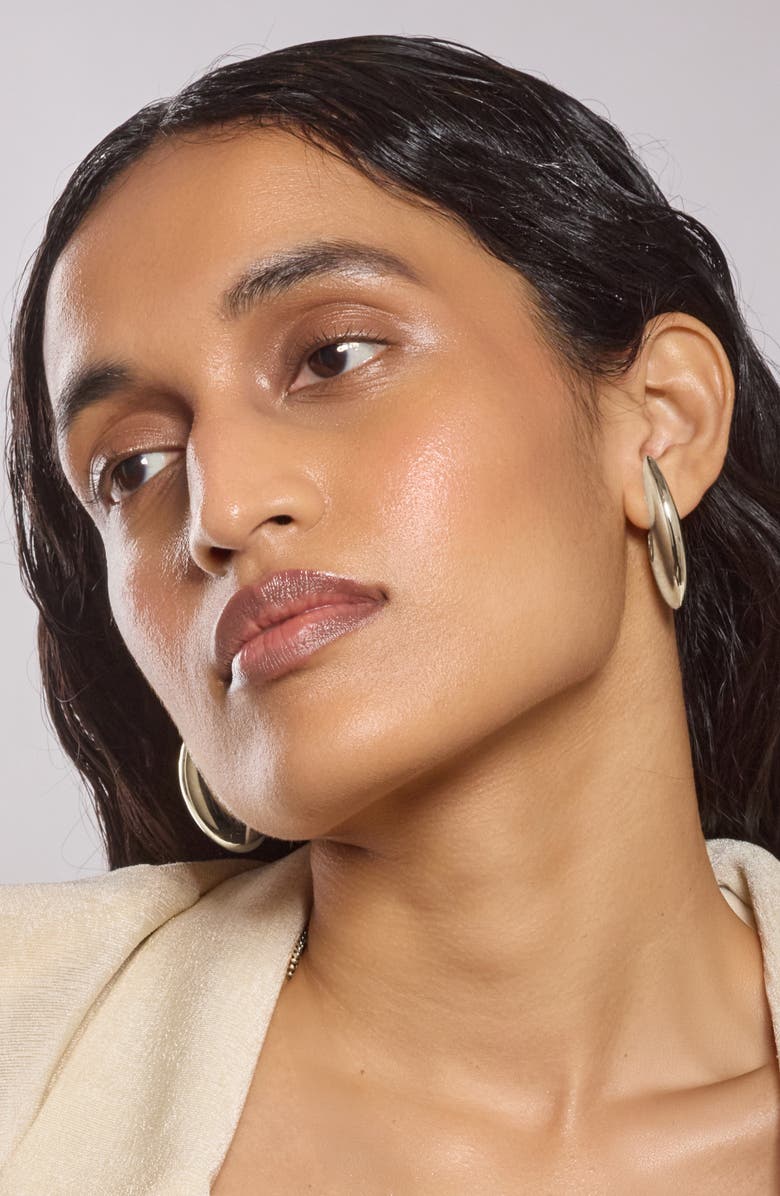 Lady Grey Demi Hoop Earrings, Alternate, color, Silver