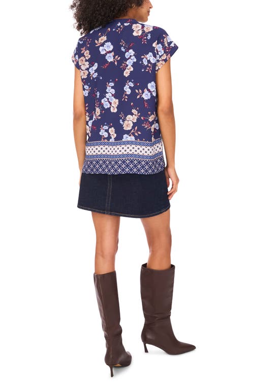 Vince Camuto Floral Print Top In Blue