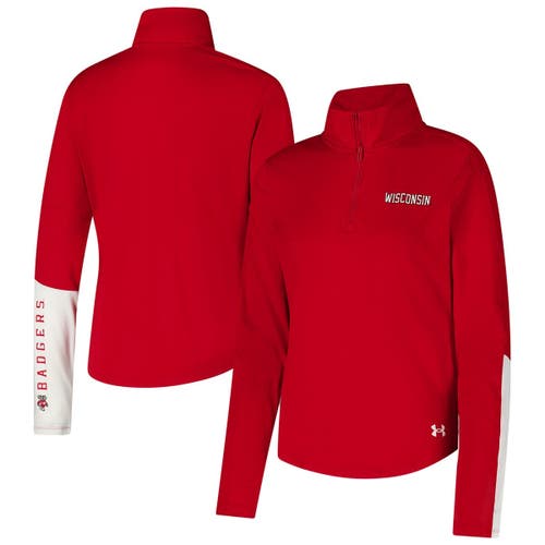 Under Armour Red Wisconsin Badgers Gameday Knockout Sleeve Hit Quarter-zip Jacket In Red