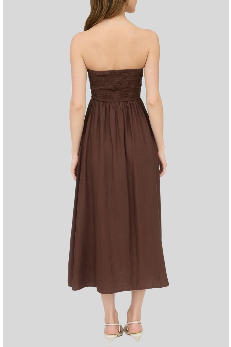 Strapless Midi Dress, Alternate, color, BROWN