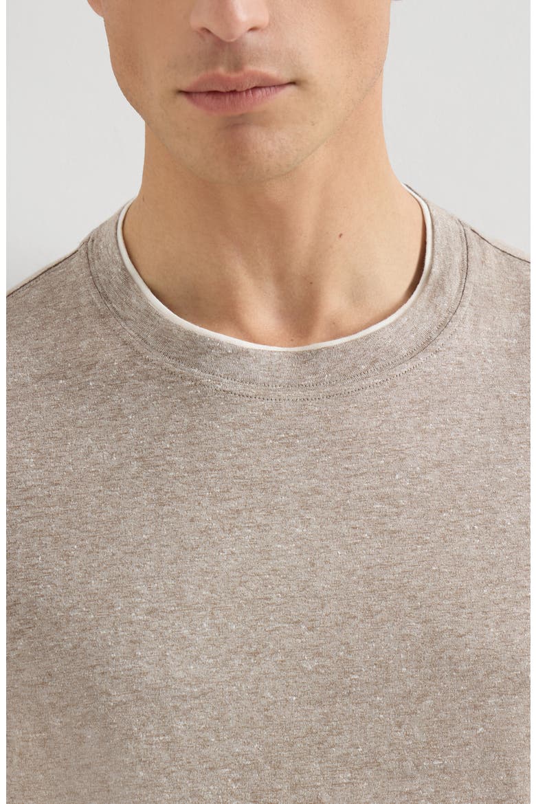 T-shirt with faux-layering, Alternate, color, Hazelnut