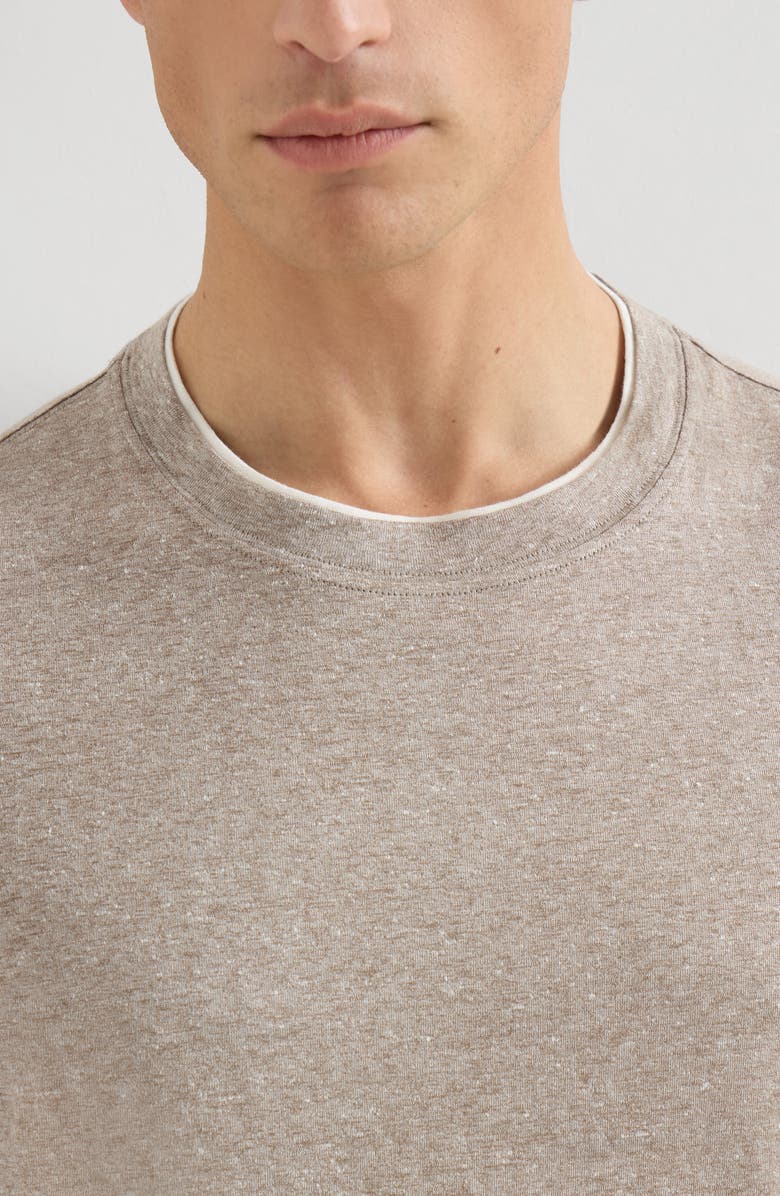Brunello Cucinelli T-shirt with faux-layering, Alternate, color, Hazelnut