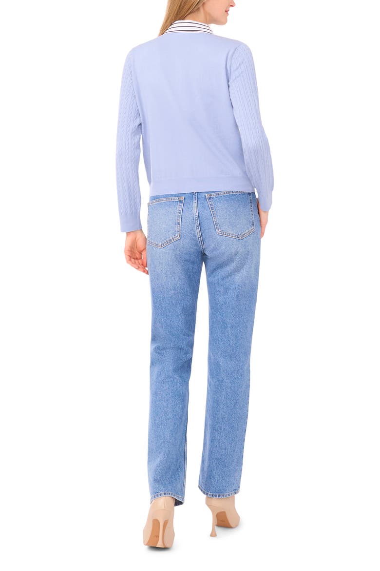 Stripe Collar Twofer Cardigan, Alternate, color, BLUE WINK