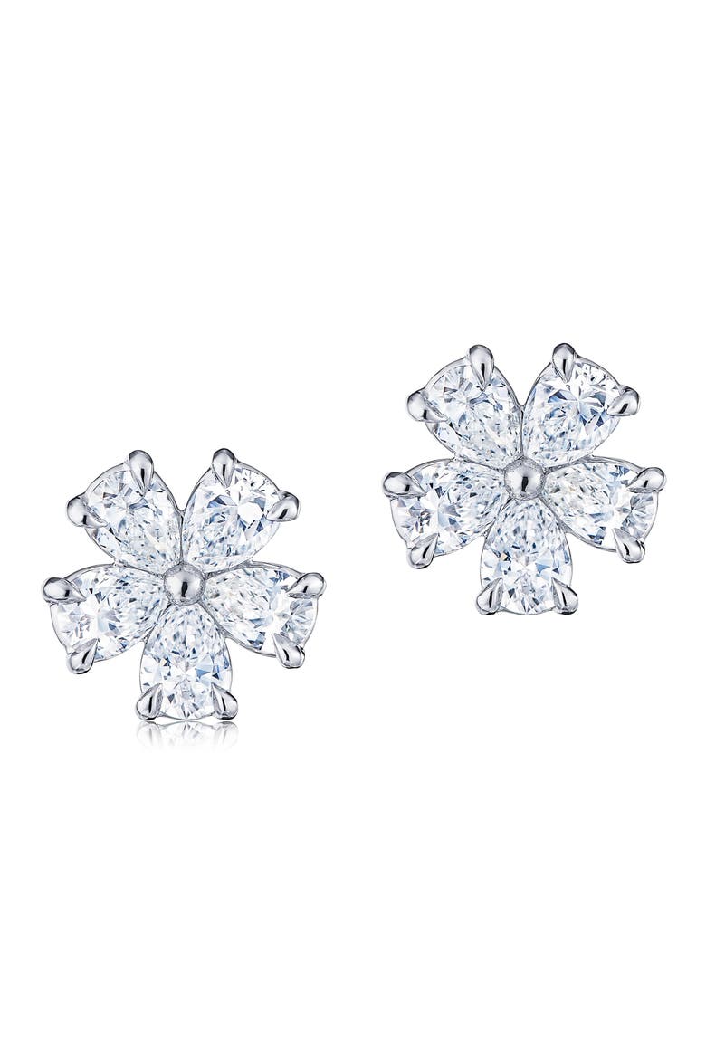 Floral Cluster Diamond Stud Earrings, Main, color, WHITE GOLD