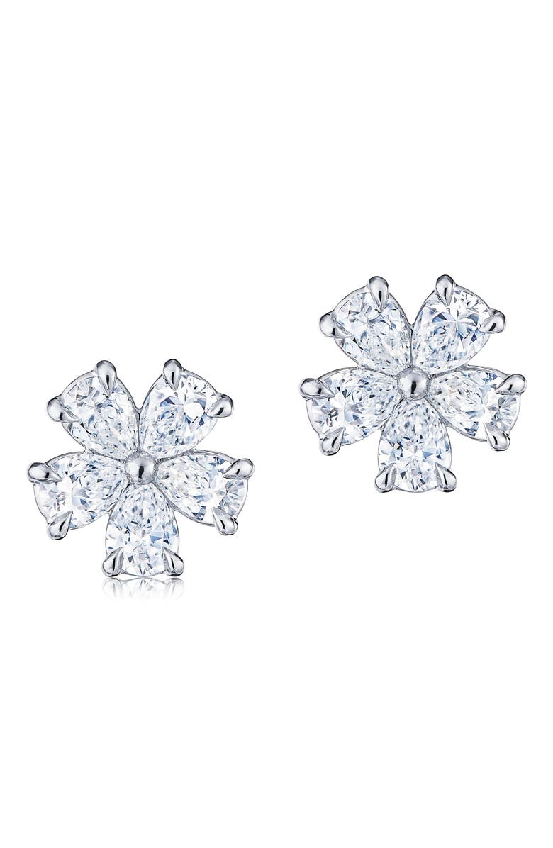Kwiat Floral Cluster Diamond Stud Earrings, Main, color, White Gold