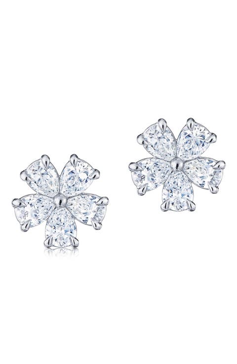 Floral Cluster Diamond Stud Earrings