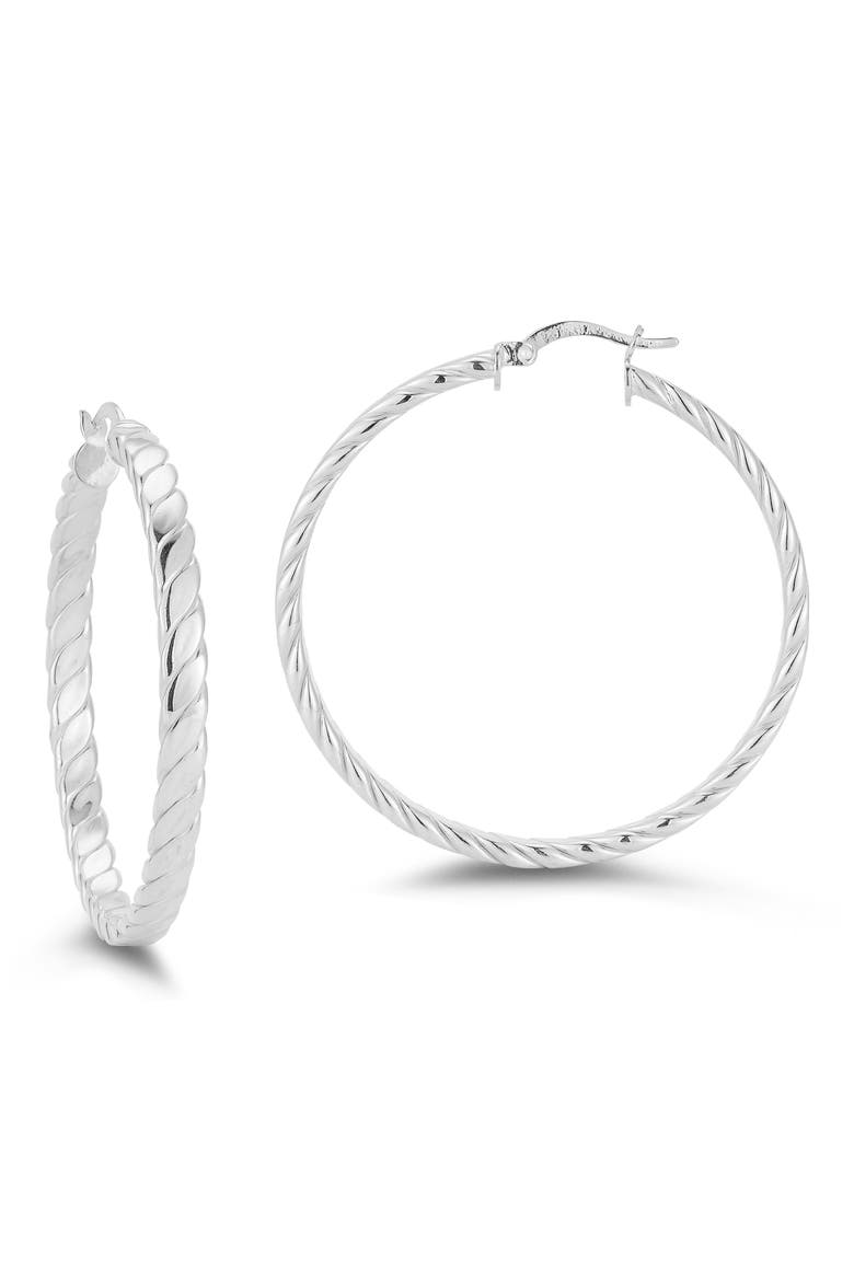 Twisted Large Hoop Earrings, Main, color, SILVER