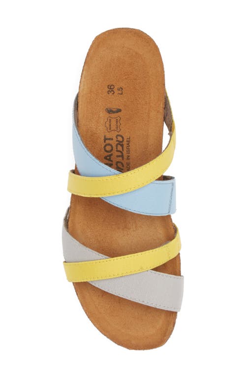 Naot Roxana Strappy Slip-on Sandal In Ice Gray/silver/yellow
