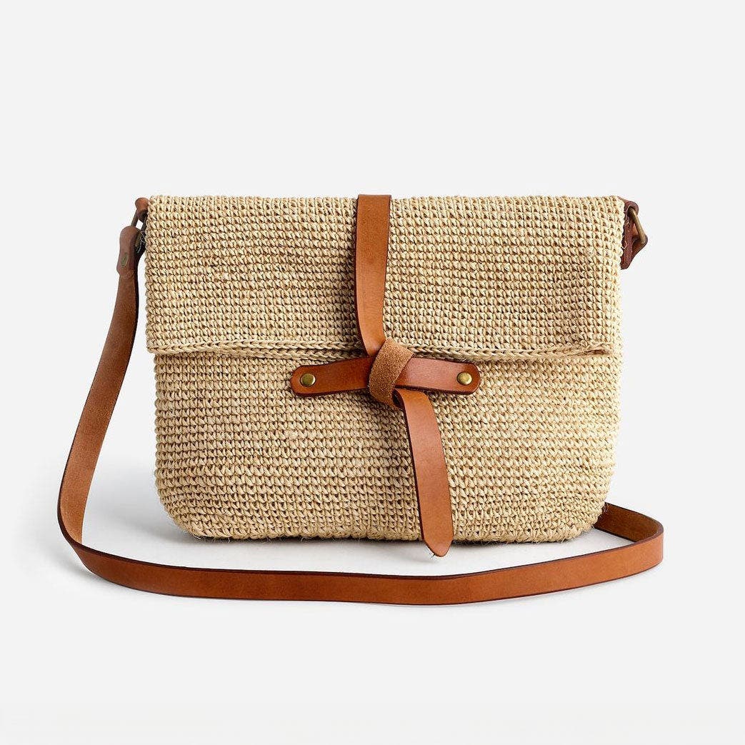 Minga Carmen Woven Crossbody Bag, Main, color, Natural