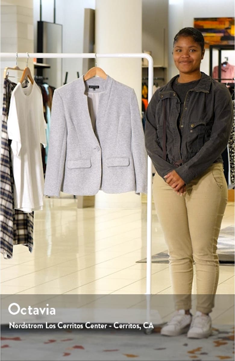 Inverted Notch Collar Cotton Blend Knit Blazer, sales video thumbnail