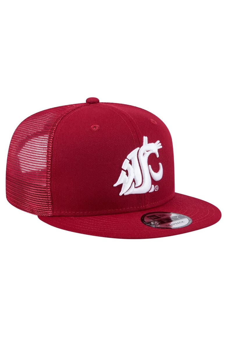 Men's New Era Crimson Washington State Cougars 9FIFTY Trucker Snapback Hat, Alternate, color, Crimson