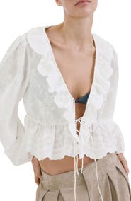 MANGO Ruffle Stitch Top