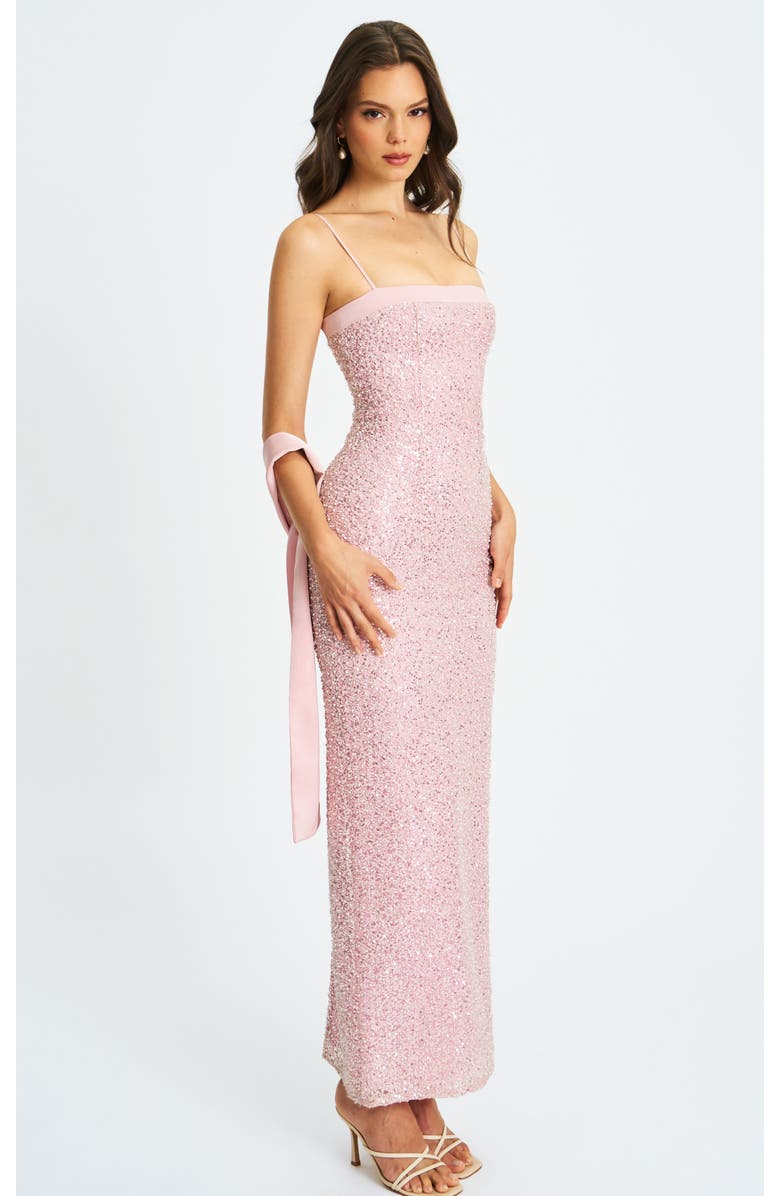 Miss Circle Raizel Beaded Sequin Bodycon Gown with Scarf, Alternate, color, Pink