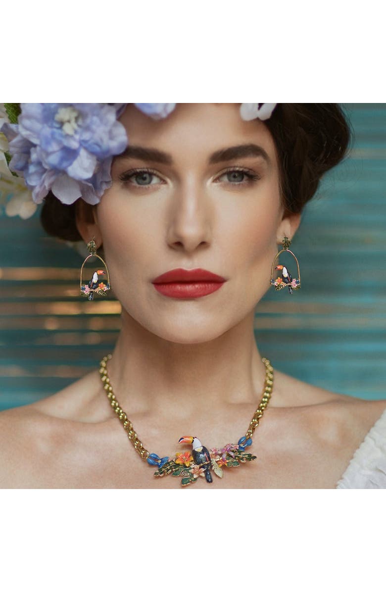 Bill Skinner Studio Toucan Hoop Drop Earrings, Alternate, color, Toucan