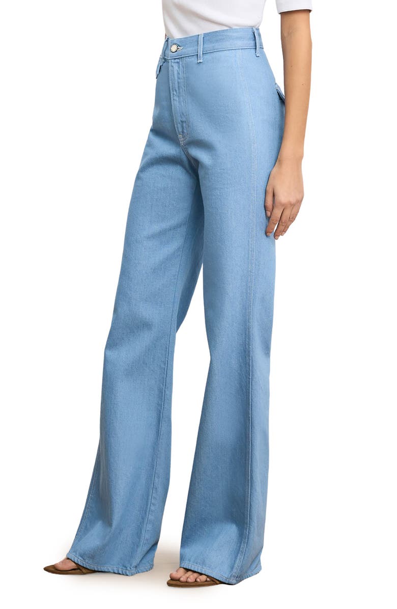 Veronica Beard Crosbie High Waist Wide Leg Trouser Jeans, Alternate, color, Bayside