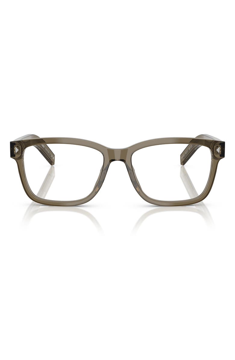 Prada 53mm Rectangular Optical Glasses, Main, color, Transparent