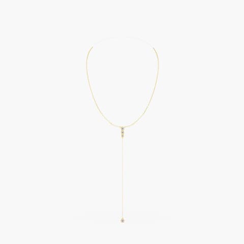 Bezel Lariat Lab Diamond Necklace in 14K