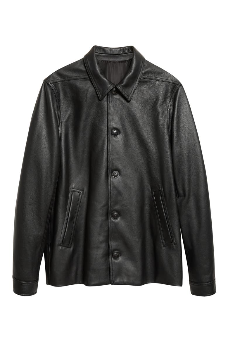 Brad Leather Jacket, Main, color, BLACK