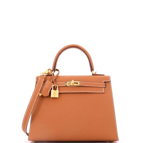 Kelly Handbag Brown Epsom With Gold Hardware 25