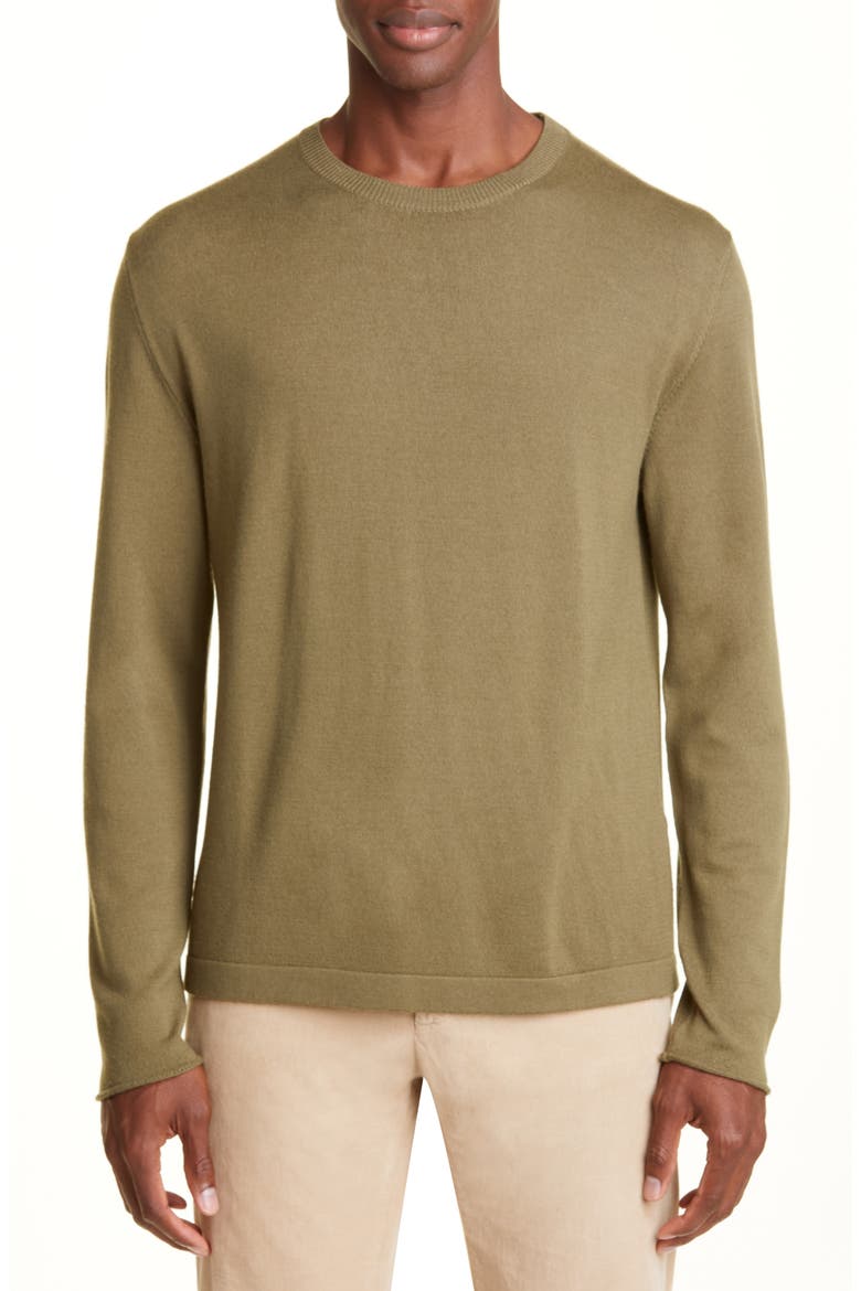 Crewneck Wool Sweater, Main, color, MILITARE