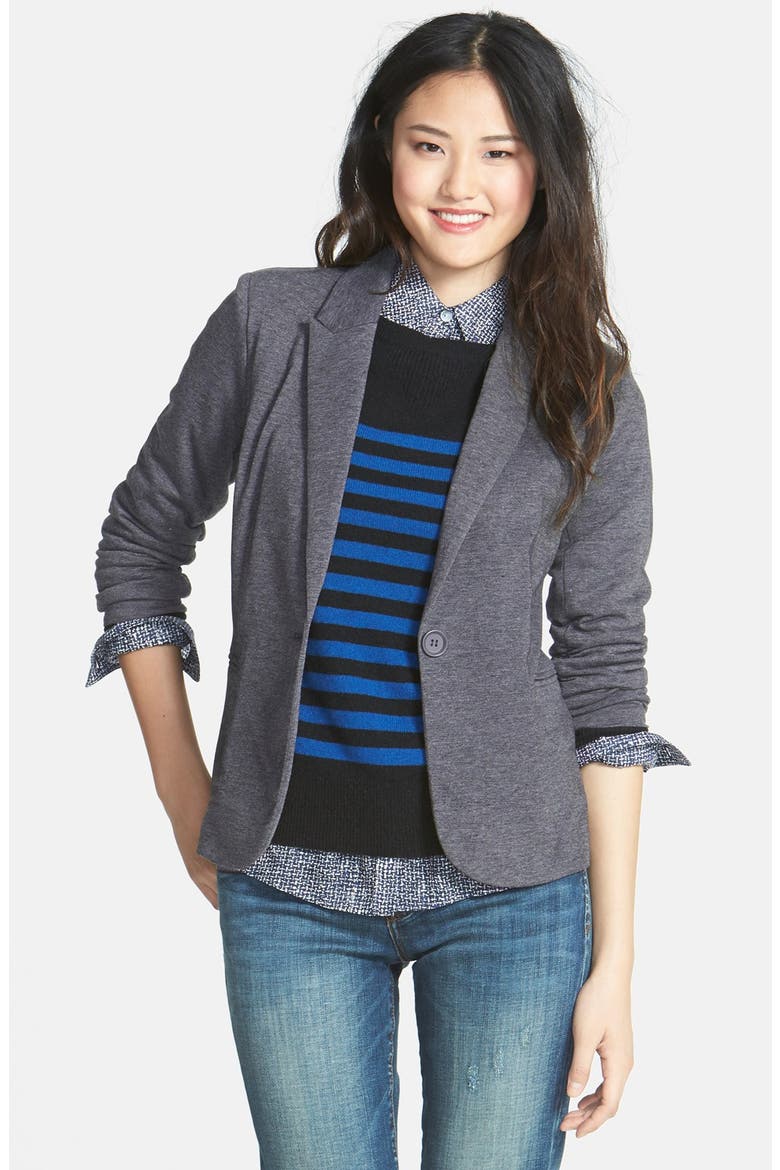 Ruched Sleeve Jacket, Main, color, GREY