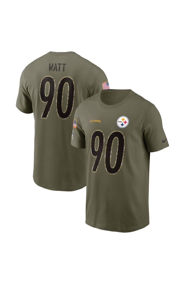 Nike Men's Nike T.J. Watt Olive Pittsburgh Steelers 2022 Salute To Service Name & Number T-Shirt, Main, color, 