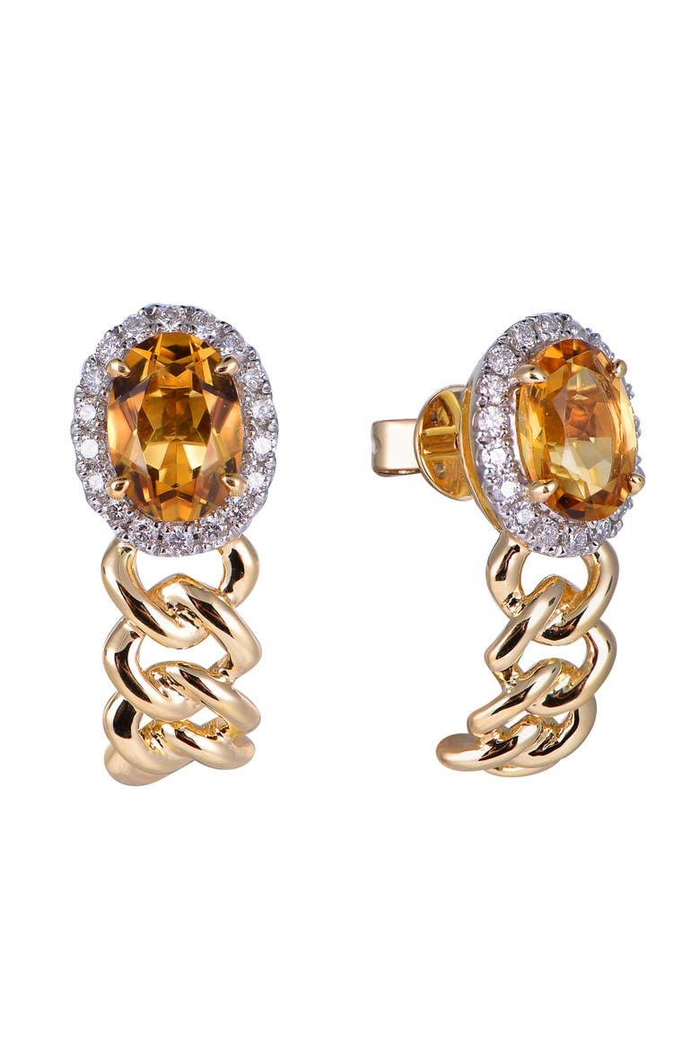 Citrine Earrings with Diamonds, Main, color, Citrine Orange