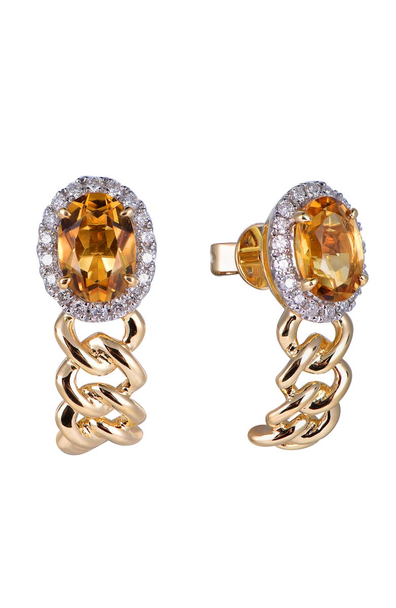 Kahn High Jewelry Citrine Earrings with Diamonds, Main, color, Citrine Orange