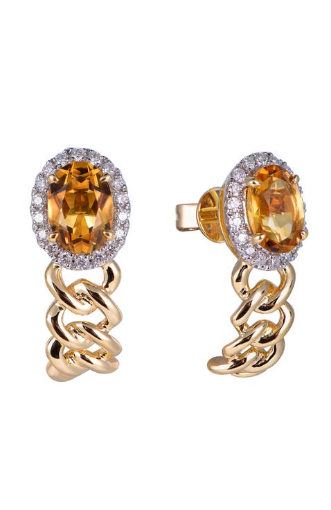 Citrine Earrings with Diamonds