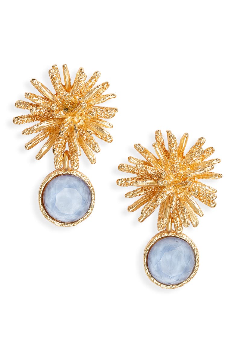 Starburst X Drop Earrings, Main, color, GOLD/ BLUE