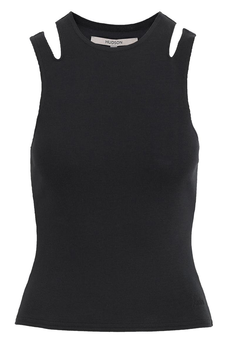 Cutout High Neck Tank, Alternate, color, BLACK
