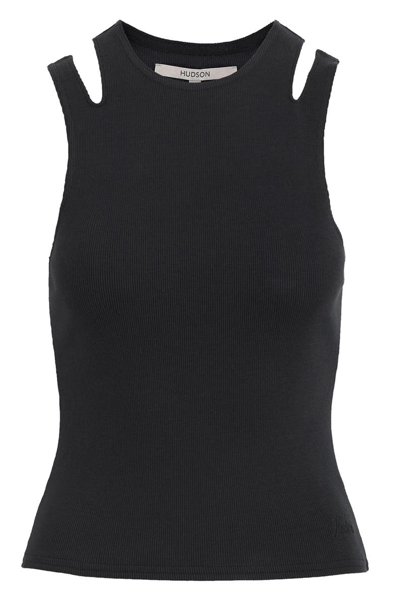Hudson Jeans Cutout High Neck Tank, Alternate, color, Black