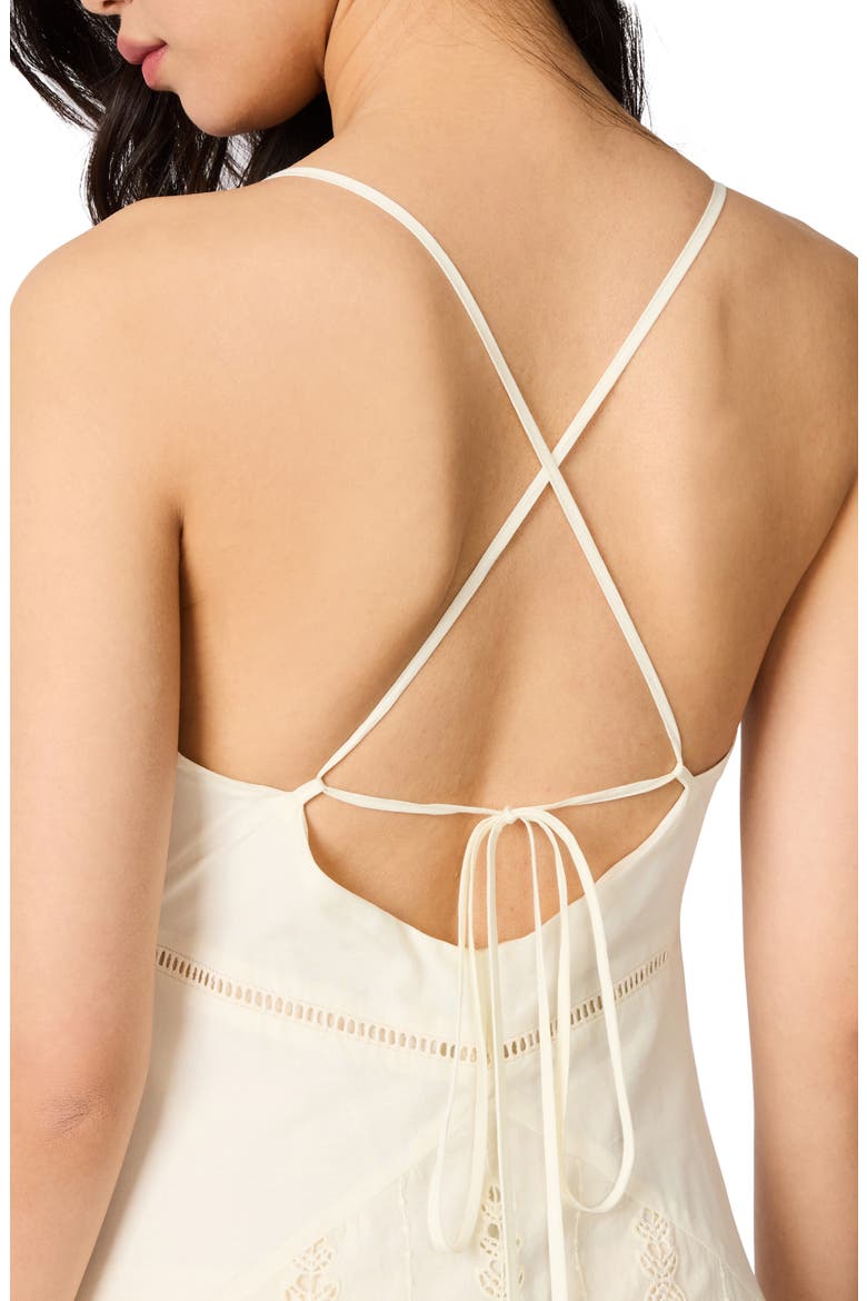 Eleanora Openwork Deep V-Neck Midi Dress, Alternate, color, WHISPER WHITE