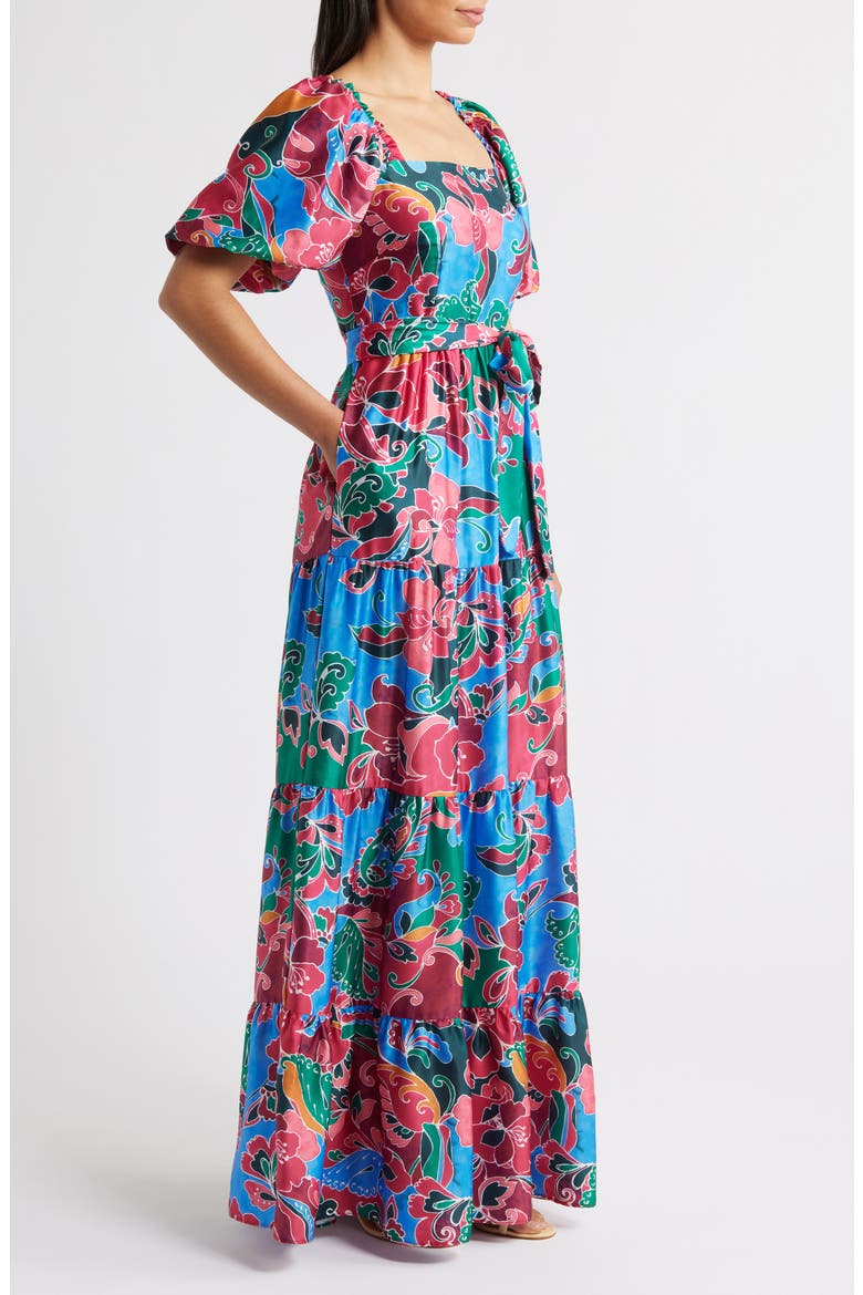 Floral Tiered Maxi Dress, Alternate, color, BERRY MULT