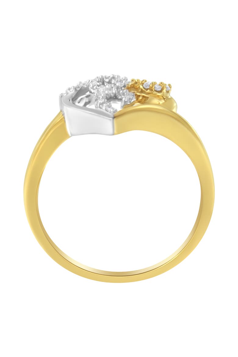 10K Two-Toned Gold 1/6 Cttw Diamond Heart Shape Cluster Ring, Alternate, color, Yellow Gold