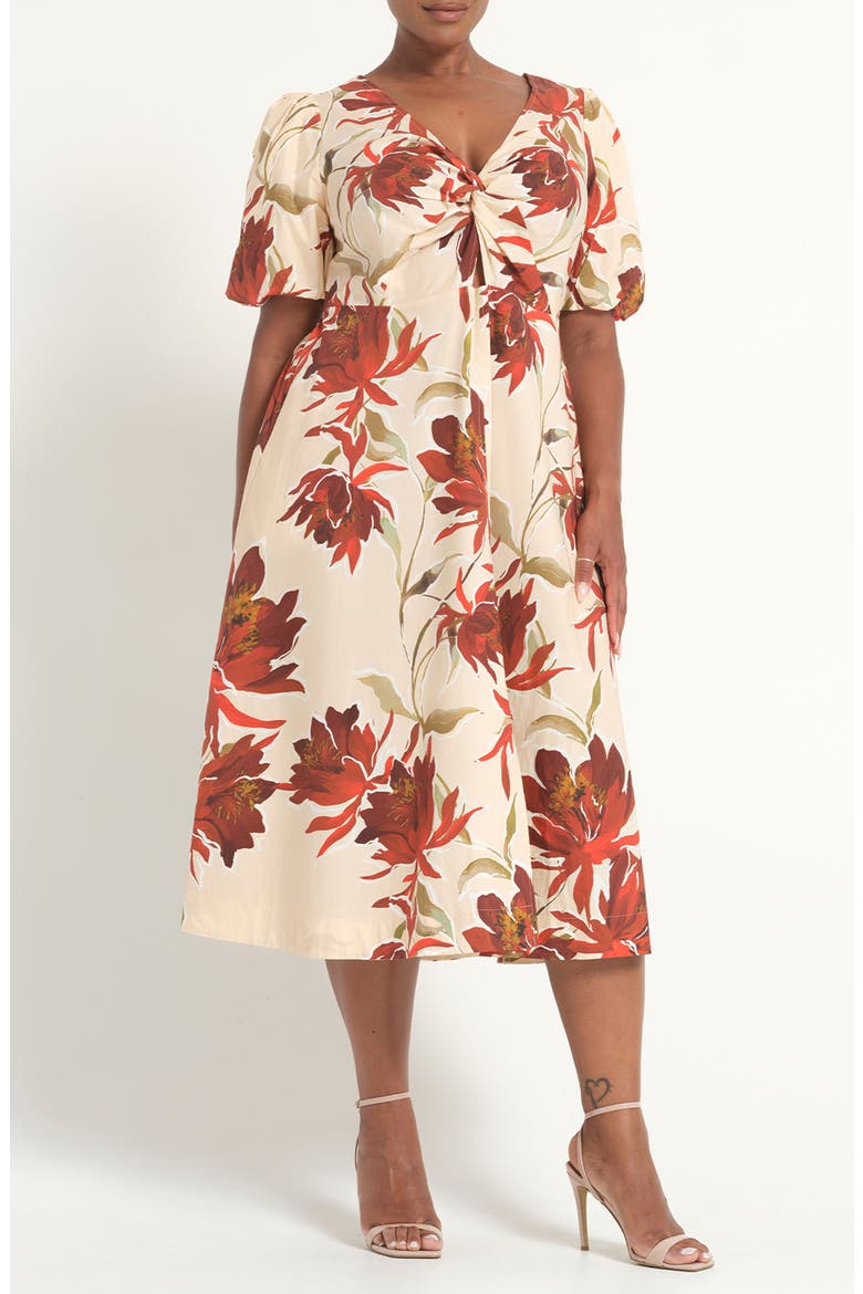 Adelia Cotton Midi Dress, Alternate, color, CRIMSON BLOOM