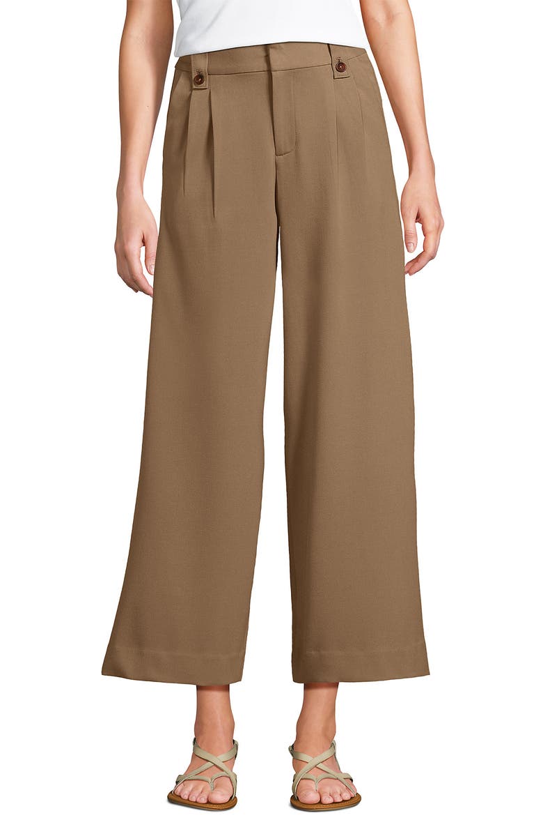 Lands' End Soft Polish High Rise Wide Leg Crop Pants, Main, color, Rich Camel